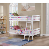 Modern Transition Bunk Bed Slat Design Assembled And Oval Nuts, White