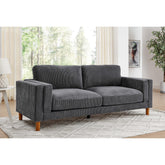 Corduroy Upholstered Square Arm Sofa with Wooden Legs