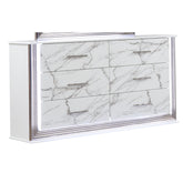 Diary Dresser Marble Patterned Drawer Fronts with Sleek White Finish, Metallic Handle and Six Spacious Drawers for Elegant Bedroom Storage (INCLUDES ONLY DRESSER)