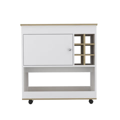 Armageddon 1-Shelf 6-Bottle Bar Cart Light Oak and White