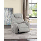 Light Gray Chenille Recliner w/Power Lift & Massage