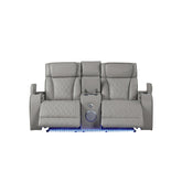 Hephaestus Modern Style Upholstery Recliner Loveseat Made with Wood & Massage Function Included-Gray