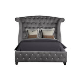 PROMETHEUS Crystal Tufted Full Bed Made With Wood In Color Gray