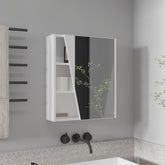 Prometheus Wall-Mounted Mirror Medicine Cabinet With One Door And Four Open Compartments, White