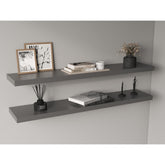 Hercules 47" Wide Floating Shelves Set of 2, Shelves for Wall Decor for Bedroom, Bathroom Storage Shelves, Book Shelves for Living Room Matt Gray