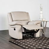 1pc Recliner Chair Pillow Top Arms Off White Finish Transitional Style Welt Trim Primary Living Room