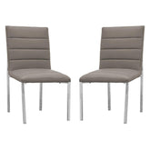 Star 23 Inch Faux Leather Channel Dining Chair, Chrome Legs, Set of 2, Gray