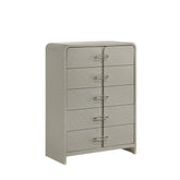 Lyric Contemporary Beige 5-Drawer Chest with Metal Handles and Ball Bearing Glide Drawers
