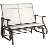 2-Person Outdoor Glider Bench,Patio Glider Loveseat Chair with Powder Coated Steel Frame,2 Seats Porch Rocking Glider for Backyard, Lawn, Garden and Porch, Cream White