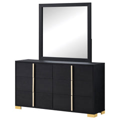 Treasury Black 6-drawer Dresser with Mirror