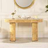 Treasury 55.5" Single Drawer Oval Computer Desk, Warm Natural Brown Burl Wood