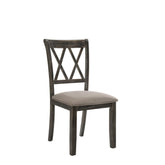 Hades II Beige Fabric & Weathered Gray Finish Side Chair (Set of 2)