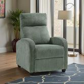 Hecuba Manual Push Back Reclining Chair with Green Ribbed Corduroy