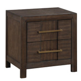 Oasis Modern Style 2-Drawer Nightstand Made with Wood in Walnut