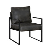Modern Accent Chair Cushioned Seat Dark Gray Faux Leather Upholstery Black Metal Frame 1pc Style Comfort Durability Elegance Look