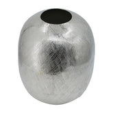 Sanctuary 13 Inch Modern Metal Vase, Curved Round Shape, Metallic Silver Finish