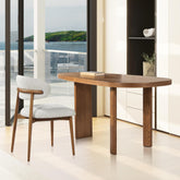 Priam 20.5" Modern Upholstered Dining Chair with Wood Frame, Salt & Pepper Boucle