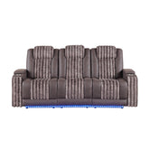 Epic Brown Power Reclining Sofa with Power Headrest, LED and Drop Down Table with reading Light