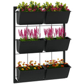 3-Tier Hanging Planter with 6 Pots for Indoor and Outdoor Use, Wall Planter, Self Draining & Wall Mounted, Black