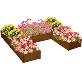 Raised Garden Bed, Set of 5 Large Wooden Box Planters for Outdoor Plants Vegetables Flowers Herbs, 7.5x7.5x1ft, Brown