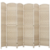 Folding Room Divider Screen 6 Panel 6' Tall Privacy Screen Freestanding Wood Partition for Home Office, Washed Oak