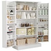 41" Modern Kitchen Pantry Freestanding Storage Cabinet with Double Doors Adjustable Shelves for Living Room - White