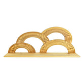 Ares 27 Inch Wall Decoration Shelf, 4 Layered Semi Circle Design, Brown