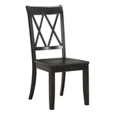 Eternity Black Finish Side Chairs Set of 2 Pine Veneer Transitional Double-X Back Design Dining Room Furniture