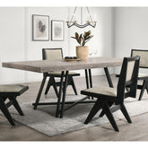 Dining Room Table Black Dining Table Metal Trestle Base 1pc Dining Room Furniture