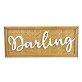 Moon Wall Decor Sign, 28 Inch Brown Wood Background, White