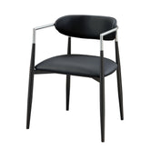 Jupiter Black Synthetic Leather Arm Chair (Set of 2)
