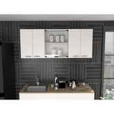 Sanctuary 59-inch Two Center Glass Doors Wall Cabinet White