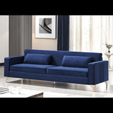 Hades 85.8" Velvet Sofas for Living Room, 3 Seater Couch with Classic Modern Appeal and Luxurious Soft Comfort, Easy to Maintain, Blue