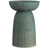 Comet 13 inch Solid Mango Accent Table in Teal Wash