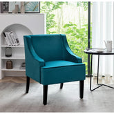 Versatile Upholstered Side Chair, Solid Wood Frame with Recessed Arms, Tapered Front Legs and Flared Back Legs, Foam & Sinuous Springs Cushioned Accent Chair for Entryway Bedroom Dining Room