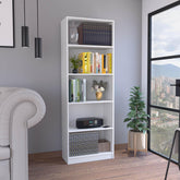 Planet 4-Tier Bookcase with Modern Storage for Books and Decor, White