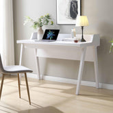 Home office writing desk Ground outlet USB-A ports finished on the back Wooden leg frame