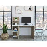 Eternity 120 Writing Desk , Four Shelves -Light Oak / White