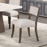Contemporary Style 2pc Side Chair Upholstered Seat And Back Rest Dark Walnut And Light Gray Finish Dining Room