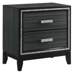 Pluto Black 2-drawer Nightstand