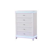 Avalon Modern Style 5-Drawer Chest with Diamond Drawer Pulls and Reflective Accents Made With Wood in White