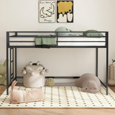 Poseidon sturdy junior twin loft bed black for kids, space saving, Loft Bed with easy climbing Ladder and Guardrails, Loft Bed Frame for Bedroom