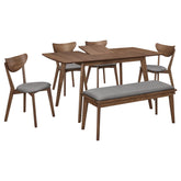 Moon Grey and Natural Walnut 6-piece Dining Set