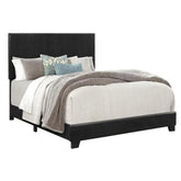 Atlas Queen Size Bed, Wood, Nailhead Trim, Upholstered Headboard, Black