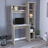 Valhalla Writintg Desk, Two Superior Shelves, Five Cubbies -Light Gray
