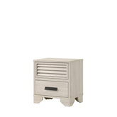 1pc Contemporary 2-Drawer Louvered Design Nightstand Finger Pull Hardware Bedroom Wooden Furniture Beige Finish