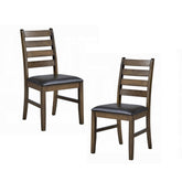 Fable Finish Solid Rubber Wood Dining Side Chairs Set of 2pc Brown Synthetic Leather Upholstery Kitchen Furniture