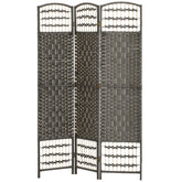 3 Panel Folding Room Divider Portable Privacy Screen Wave Fiber Room Partition for Home Office Dark Gray