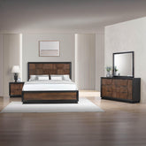 Neptune Traditional Style King 4 Piece Bedroom Set in Walnut