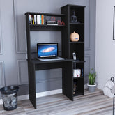 Valhalla Writintg Desk, Two Superior Shelves, Five Cubbies -Black